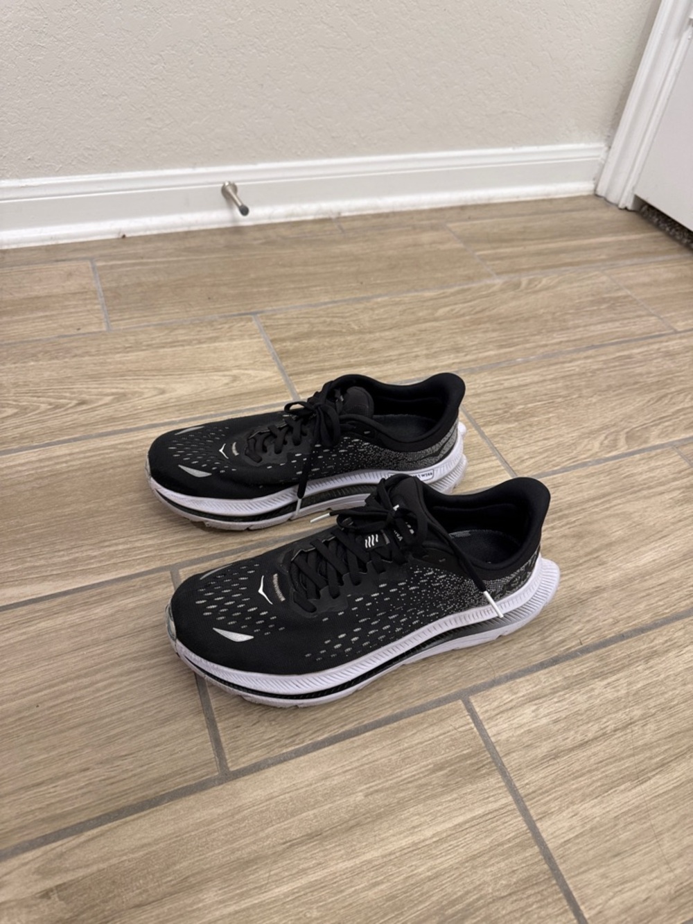 Hoka Black and White Performance Running Shoes - Picture 3 of 5